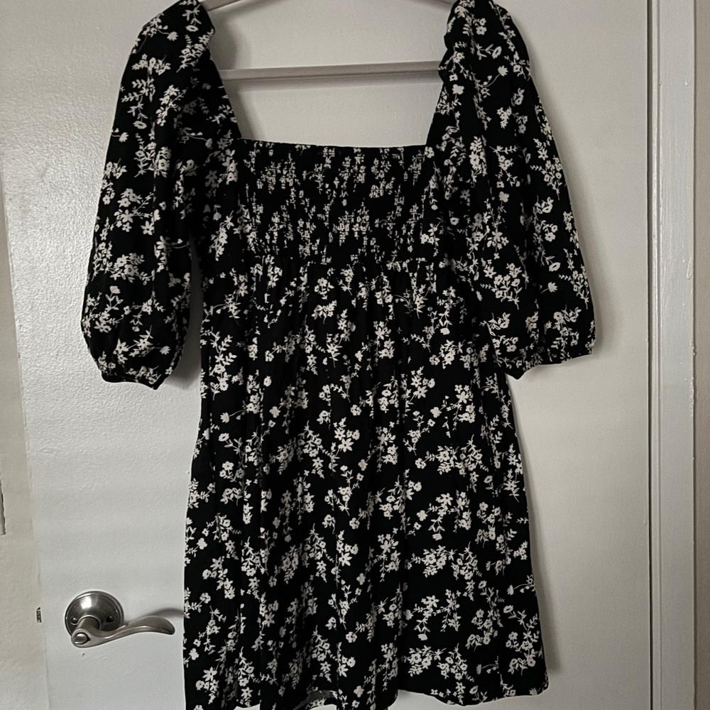 Abercrombie & Fitch Black Floral Long Sleeve Dress